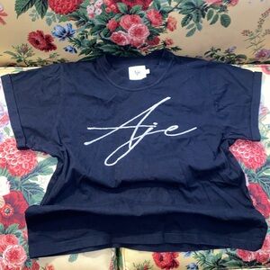 Aje Black Logo T-Shirt - Premium Cotton - Size Large - Minimalist Designer Tee